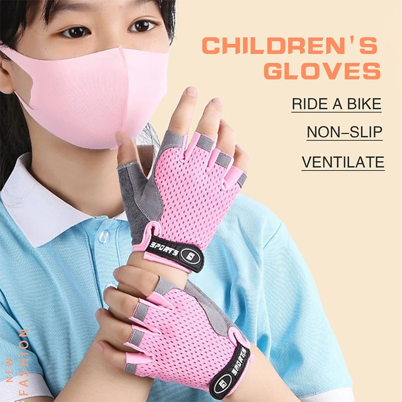 Outdoor Sport Gloves - Kids Half Finger Sports Cycling Gloves,