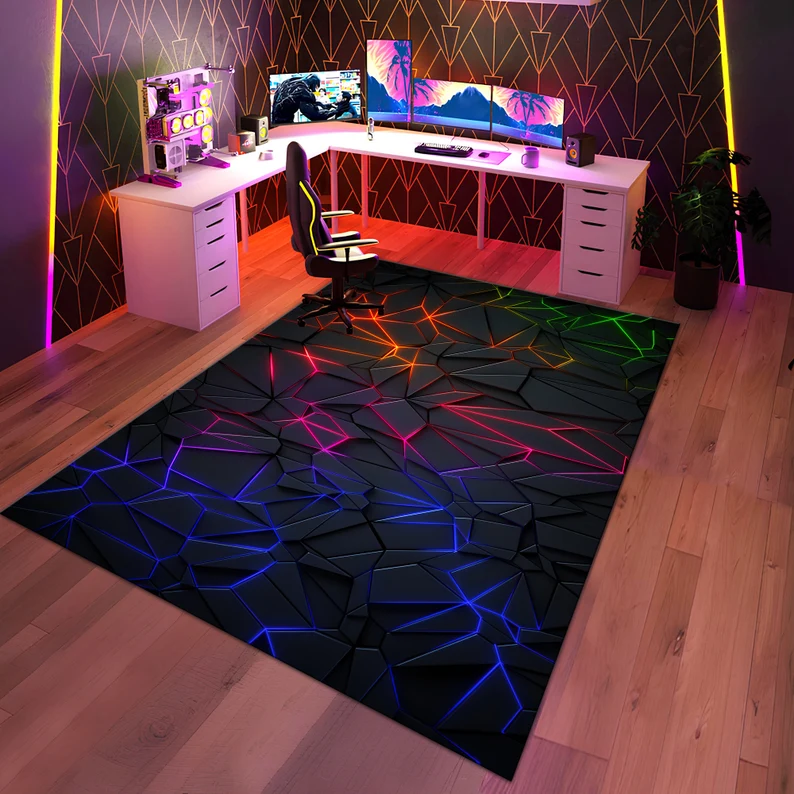 Outdoor Sport Area - Gamer Rug Gaming Rug,Game Rug Geometric