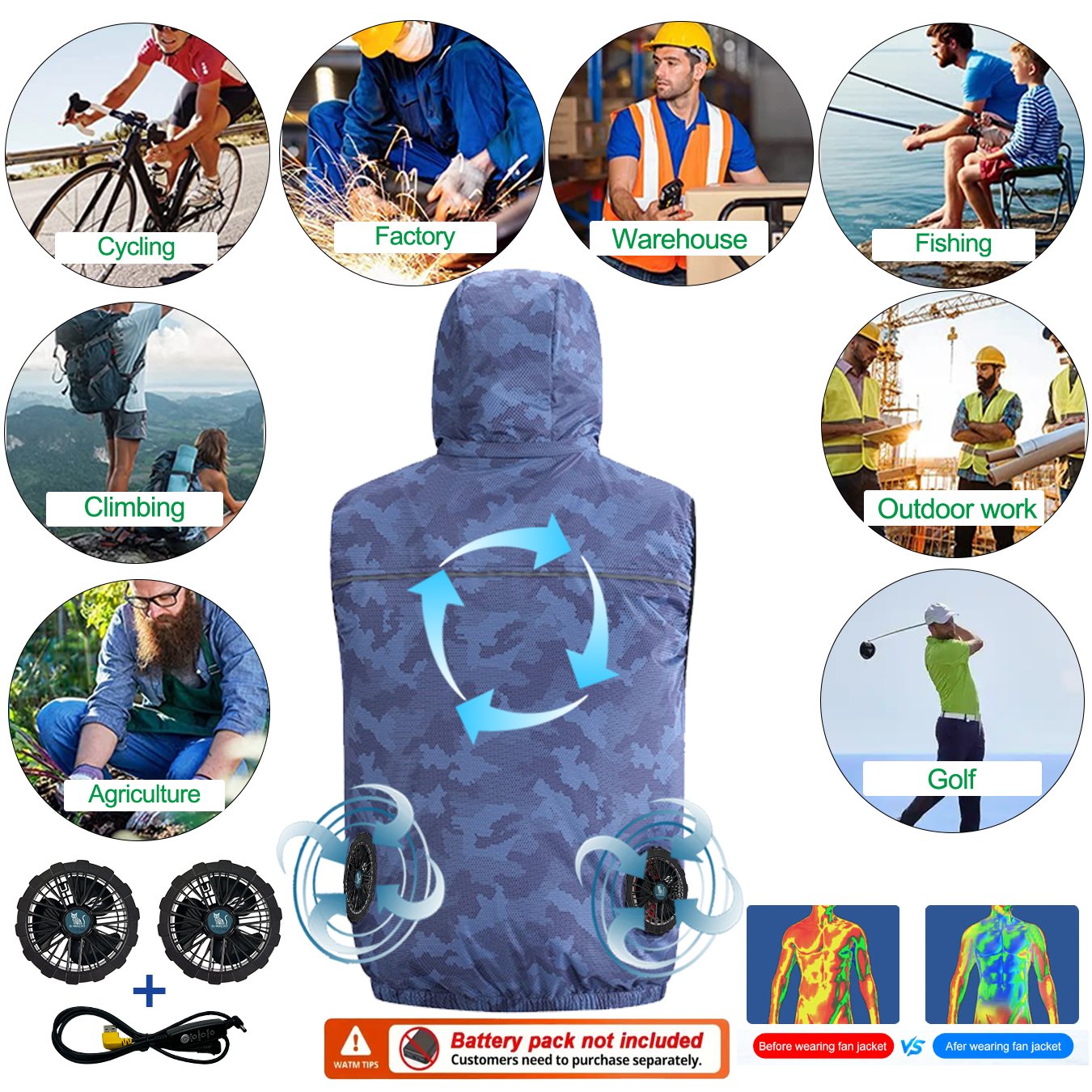 Summer Sport 12V/5V Fan Air Co - Outdoor Sport Jacket Brand avis et prix