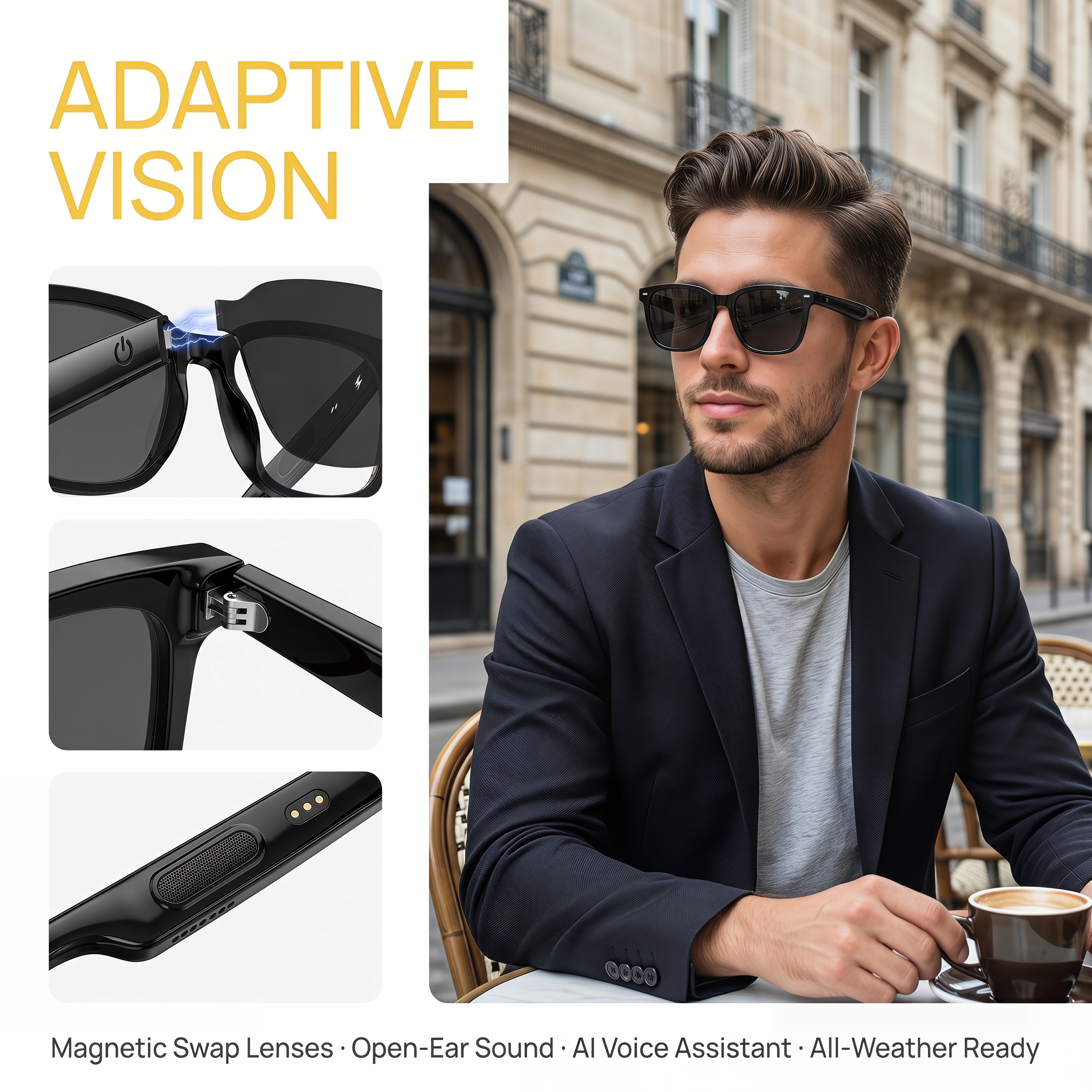 AI Open-Ear Bluetooth Glasses  - Outdoor Sport Glasses avis et prix