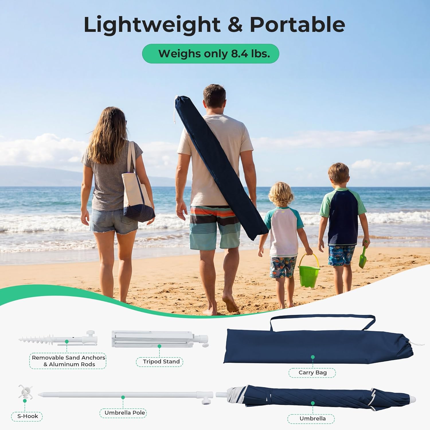 6.5ft Portable Sun Shade Umbre - Outdoor Sports Umbrella avis et prix