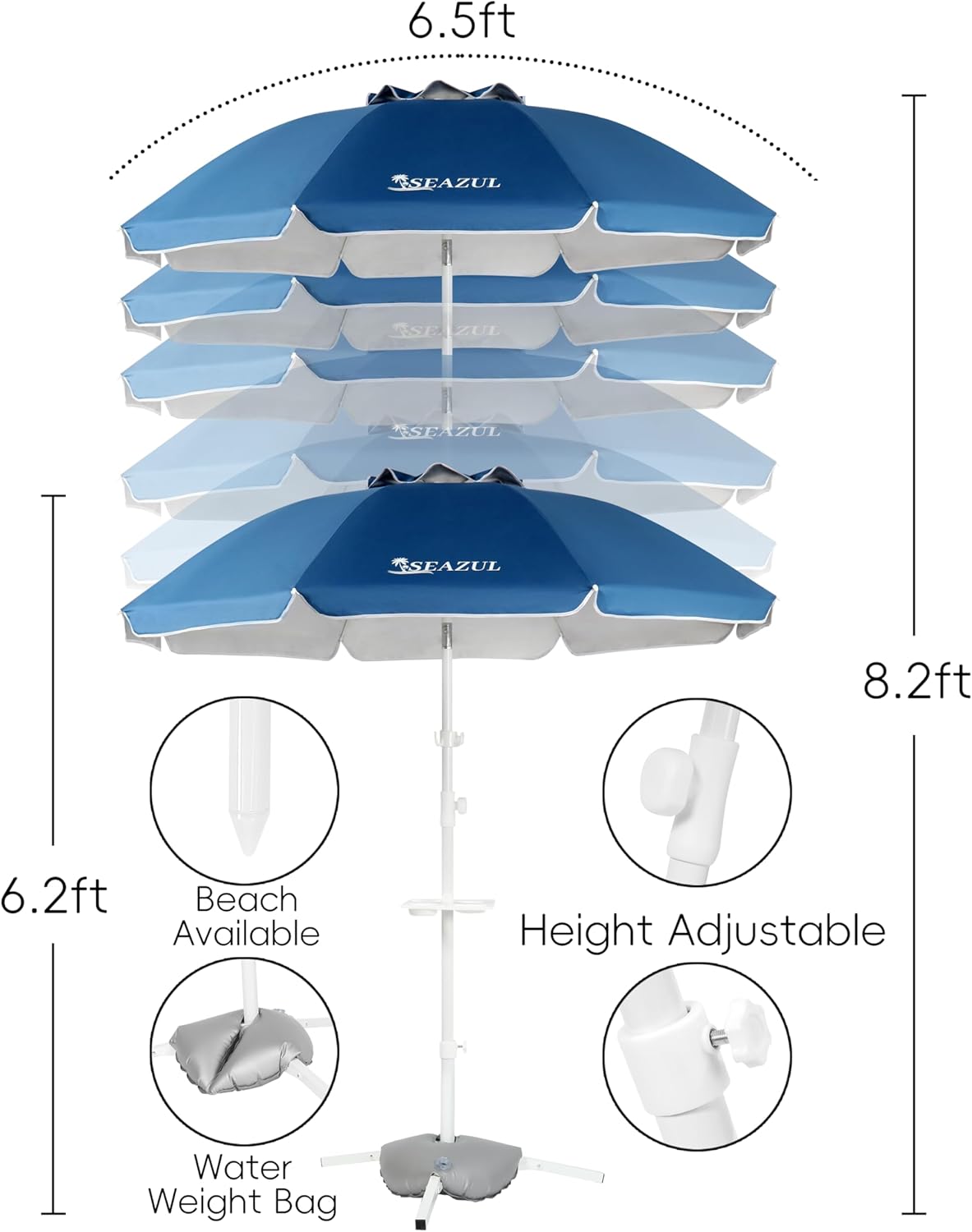 6.5ft Portable Sun Shade Umbre - Outdoor Sports Umbrella avis et prix